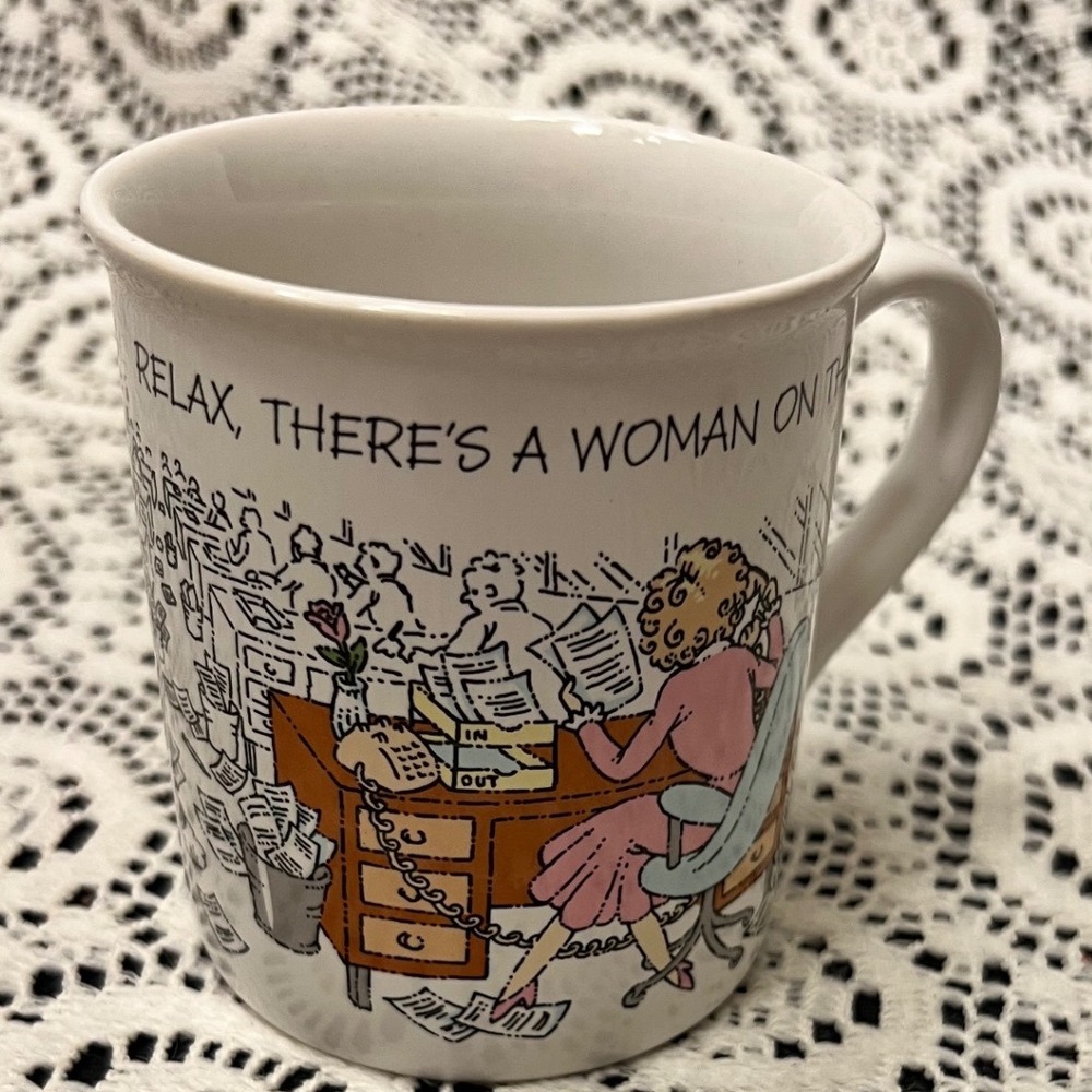Vintage 1986 Hallmark Mug Mates Coffee Mug | Woman on the Job | Office